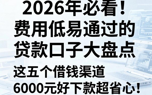 2026年必看!费用低易通过的贷款口子大盘点,这五个借钱渠道6000元好下款超省心