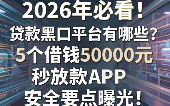 2026年必看！贷款黑口平台有哪些？这5个借钱50000元秒放款APP安全要点曝光