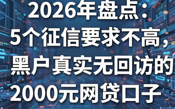 2026年盘点：5个征信要求不高、黑户真实无回访的2000元网贷口子