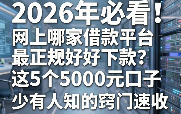 2026年必看！网上哪家借款平台最正规好下款？这5个5000元口子，少有人知的窍门速收！