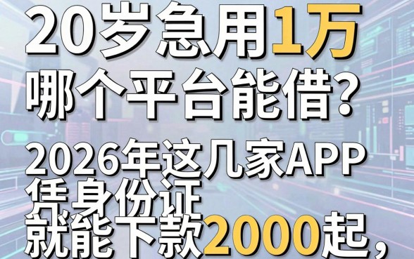 20岁急用1万哪个平台能借？2026年这几家APP凭身份证就能下款2000起
