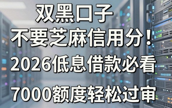 双黑口子不要芝麻信用分!2026低息借款必看,7000额度轻松过审