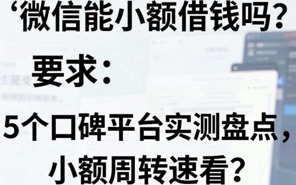 微信能小额借钱吗?5个口碑平台实测盘点,小额周转速看!