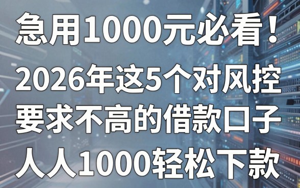 急用1000元必看!2026年这5个对风控要求不高的借款口子,人人1000轻松下款