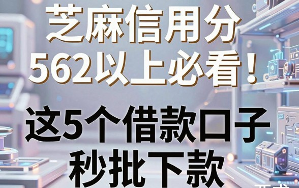 芝麻信用分562以上必看!2026年这5个借款口子秒批下款