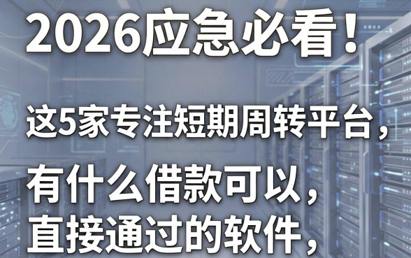 2026应急必看!这5家专注短期周转平台,有什么借款可以直接通过的软件?
