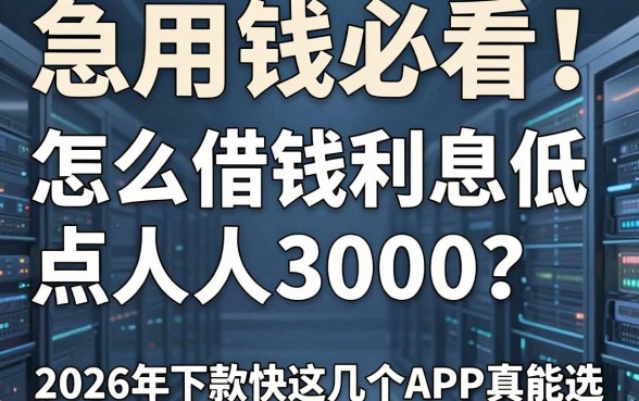 急用钱必看!怎么借钱利息低点人人3000?2026年下款快这几个APP真能选!