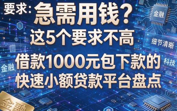 急需用钱?这5个要求不高、借款1000元包下款的快速小额贷款平台盘点