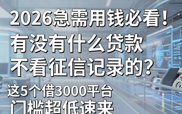 2026急需用钱必看!有没有什么贷款不看征信记录的?这5个借3000平台门槛超低速来