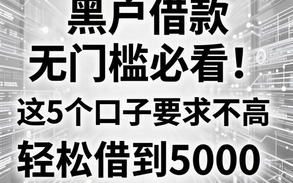黑白户借款无门槛必看!这5个口子要求不高,轻松借到5000