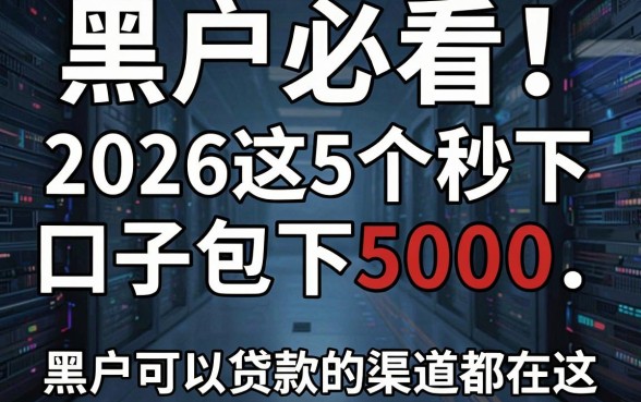 黑户必看!2026这5个秒下口子包下5000,黑户可以贷款的渠道都在这