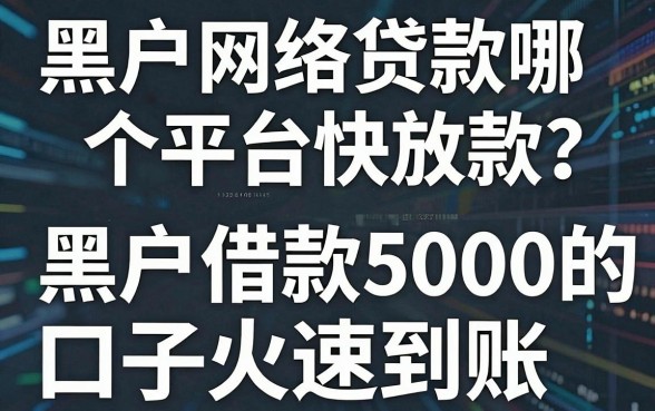 黑户网络贷款哪个平台快放款？2026年这5个黑户借款5000的口子火速到账
