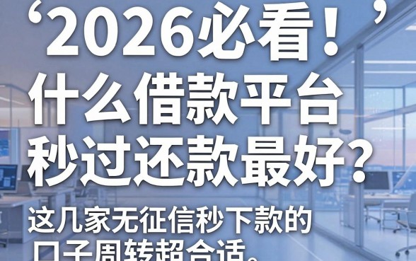 2026必看!什么借款平台秒过还款最好?这几家无视征信秒下款的口子周转超合适