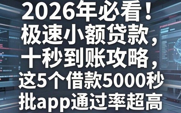 2026年必看！极速小额贷款十秒到账攻略，这5个借款5000秒批App通过率超高