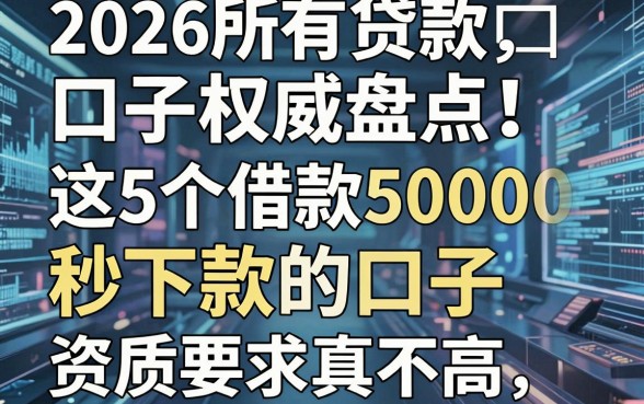 2026所有贷款口子权威盘点!这5个借款5000秒下款的口子,资质要求真不高