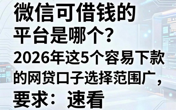 微信可借钱的平台是哪个?2026年这5个容易下款的网贷口子选择范围广,速看!