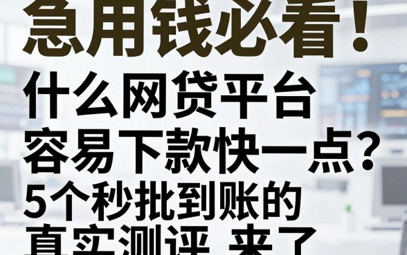 急用钱必看!什么网贷平台容易下款快一点?这5个秒批到账的真实测评来了