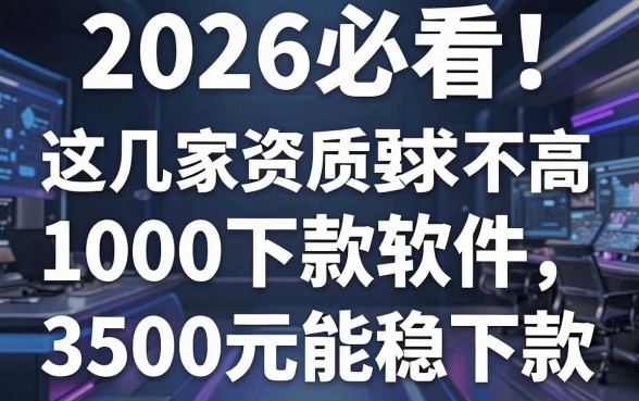 2026必看!这几家资质要求不高的1000下款软件,3500元也能稳下款
