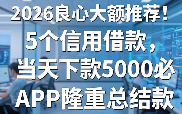 2026良心大额推荐!5个信用借款当天下款5000必下款APP隆重总结