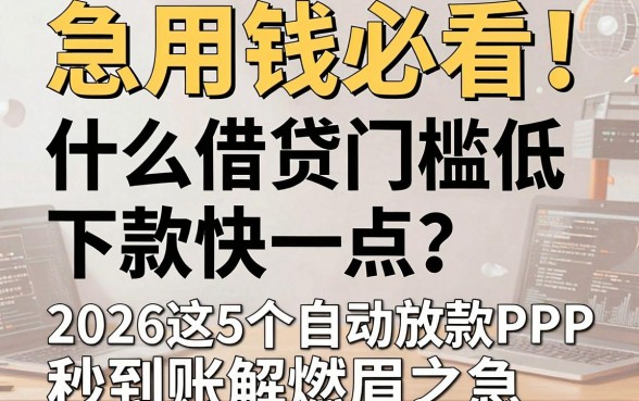 急用钱必看!什么借贷门槛低下款快一点?2026这5个自动放款APP秒到账解燃眉之急