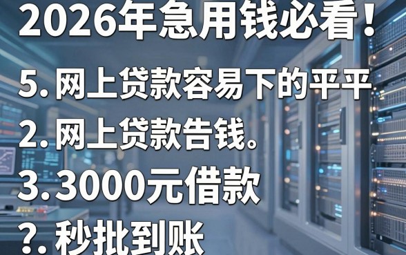 2026年急用钱必看!5个网上贷款容易下的平台,3000元借款秒批到账