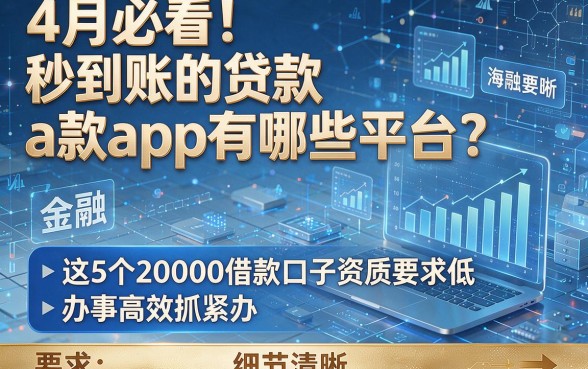 4月必看!秒到账的贷款app有哪些平台?这5个20000借款口子资质要求低、办事高效抓紧办