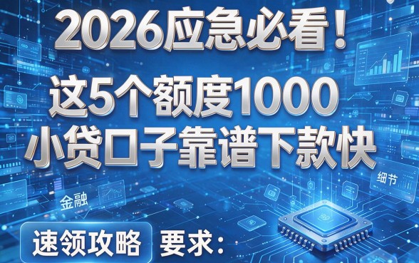 2026应急必看！这5个额度1000小贷口子靠谱下款快，速领攻略