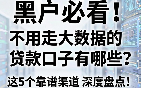 黑户必看!不用走大数据的贷款口子有哪些?这5个靠谱渠道深度盘点!