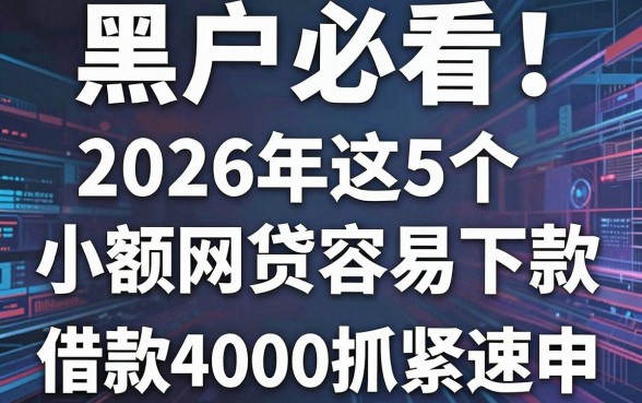 黑户必看！2026年这5个小额网贷容易下款，借款4000抓紧速申