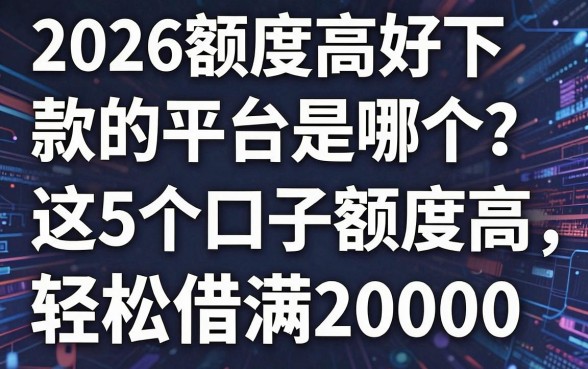 2026额度高好下款的平台是哪个?这5个口子额度高,轻松借满20000!