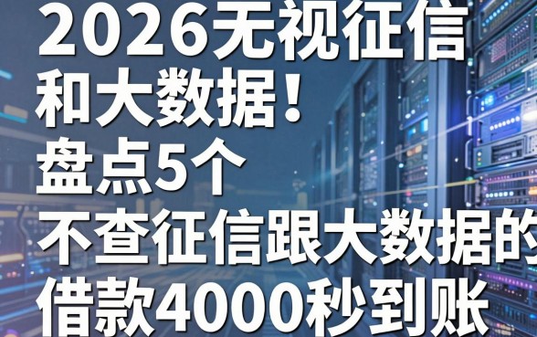 2026无视征信和大数据!盘点5个不查征信跟大数据的贷款,借款4000秒到账
