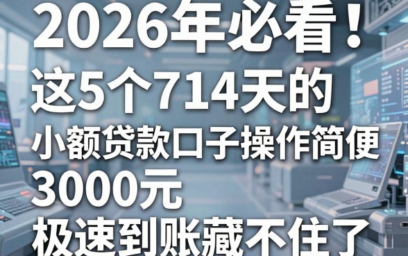 2026年必看!这5个714天的小额贷款口子操作简便,3000元极速到账藏不住了