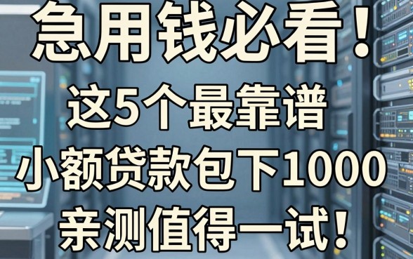 急用钱必看！这5个最靠谱的小额贷款包下1000，亲测值得一试！