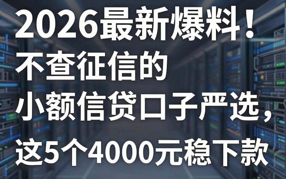 2026最新爆料!不查征信的小额信贷口子严选,这5个4000元稳下款!
