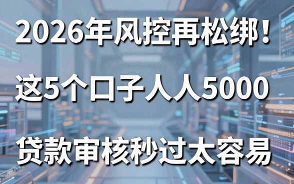 2026年风控再松绑!这5个口子人人5000,贷款审核秒过太容易