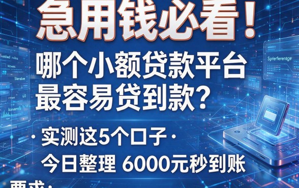 急用钱必看!哪个小额贷款平台最容易贷到款?实测这5个口子,今日整理6000元秒到账