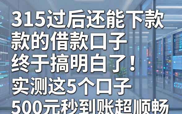315过后还能下款的借款口子终于搞明白了!实测这5个口子500元秒到账超顺畅