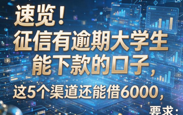 速览！征信有逾期大学生能下款的口子，这5个渠道还能借6000