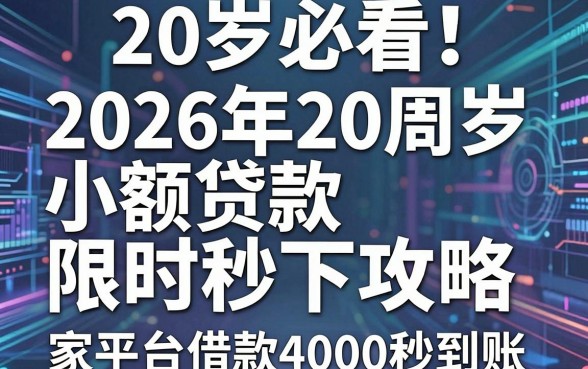 20岁必看!2026年20周岁小额贷款限时秒下攻略,家平台借款4000秒到账