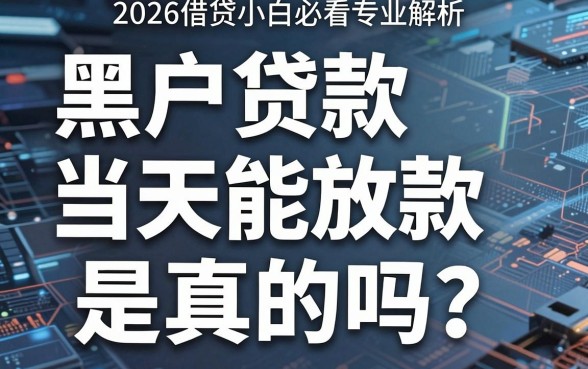 黑户贷款当天能放款是真的吗?2026借贷小白必看专业解析!