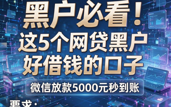 黑户必看!这5个网贷黑户好借钱的口子,微信放款5000元秒到账