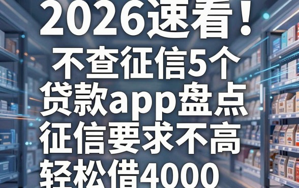 2026速看!5个不查征信的贷款app盘点,征信要求不高轻松借4000