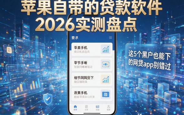苹果手机自带的贷款软件2026实测盘点：这5个黑户也能下的网贷App别错过！