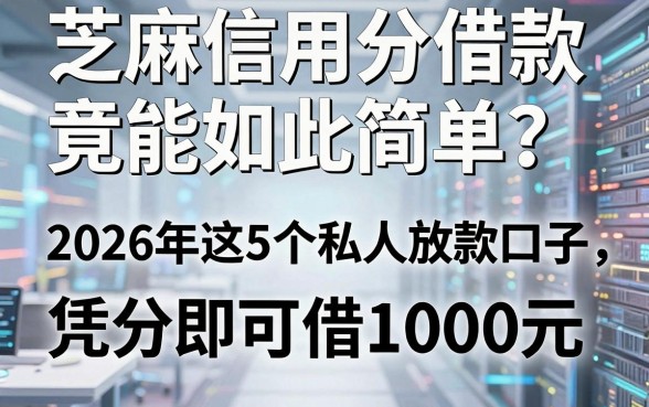 芝麻信用分借款竟能如此简单？2026年这5个私人放款口子，凭分即可借1000元！