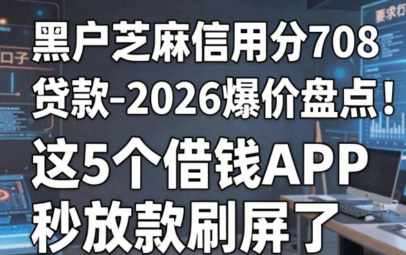 黑户芝麻信用分708贷款口子2026爆款盘点:这5个借钱APP秒放款刷屏了