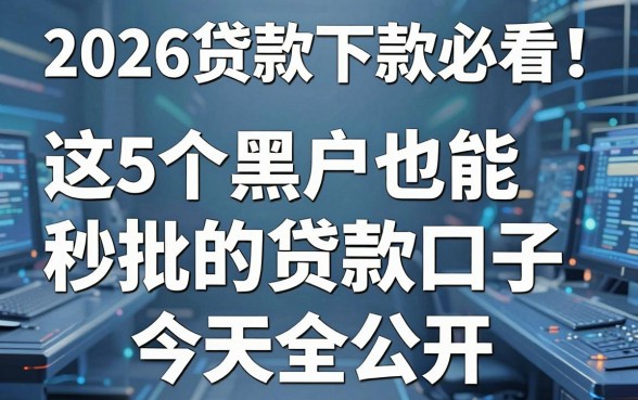 2026贷款下款必看！这5个黑户也能秒批的贷款口子今天全公开