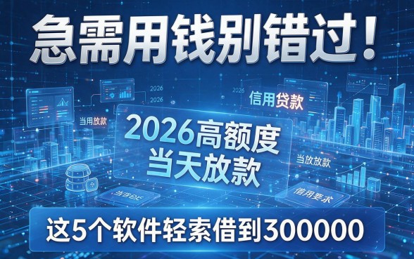 急需用钱别错过!2026高额度信用贷款当天放款,这5个软件轻松借到30000