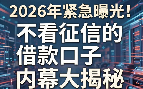 2026年紧急曝光!不看征信的借款口子内幕大揭秘