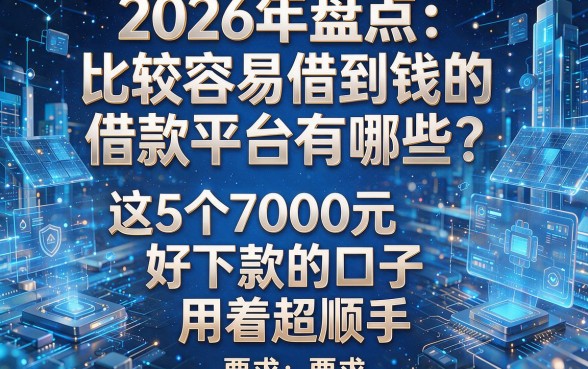 2026年盘点:比较容易借到钱的借款平台有哪些?这5个7000元好下款的口子,用着超顺手!