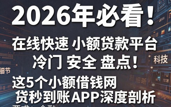 2026年必看!在线快速小额贷款平台冷门安全盘点,这5个小额借钱网贷秒到账APP深度剖析